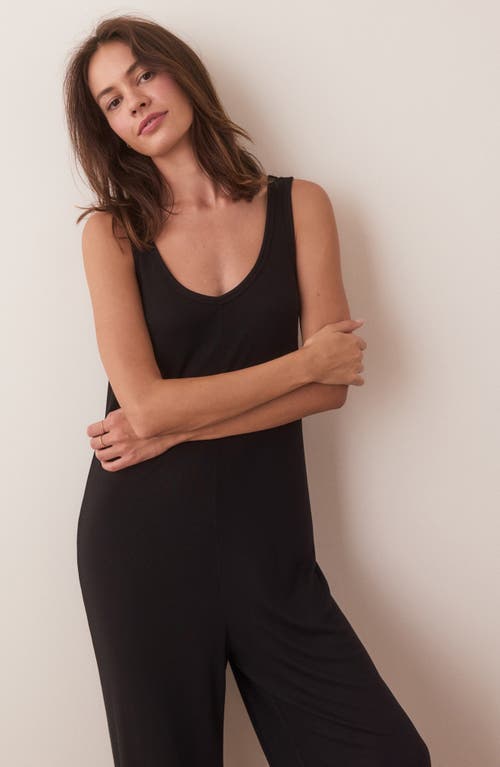 Marine Layer Lexi Rib Lounge Jumpsuit In Black