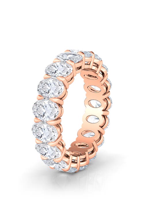 Oval Cut Lab Created Diamond 18K Gold Eternity Band in Rose Gold