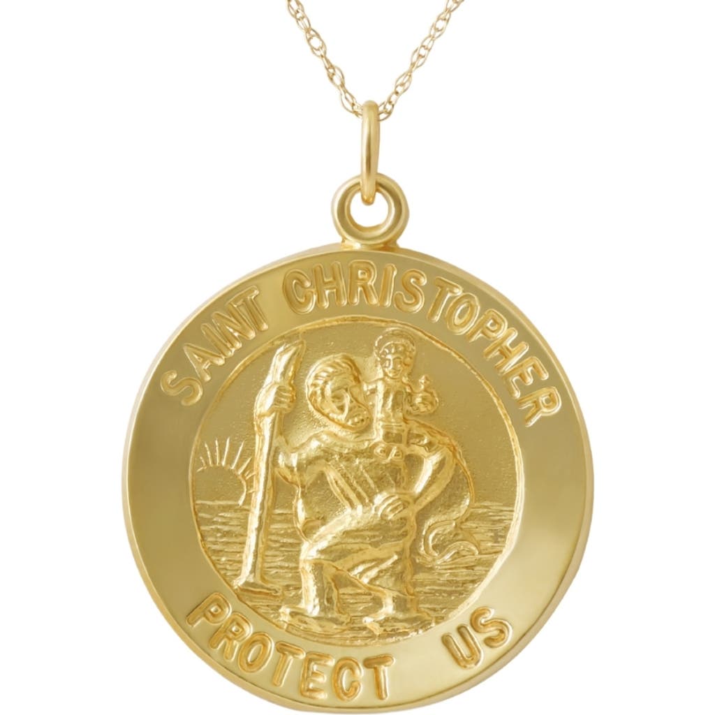 Bliss Diamond 14k Gold St. Christopher Medal Pendant 1" Tall 3.5 Grams In Yellow Gold