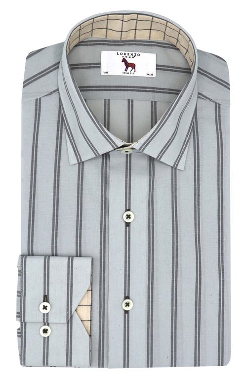 Lorenzo Uomo Trim Fit Stripe Dress Shirt in Celadon