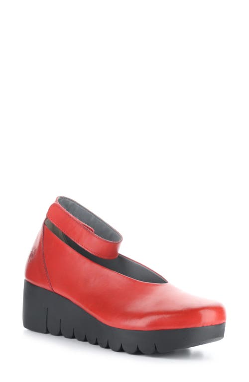 Shop Fly London Vily Ankle Strap Platform Wedge Pump In Red Burn