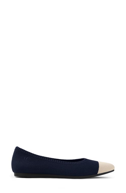 Vivaia Aria 5º Pointed Toe Flat In Navy/almond Tip