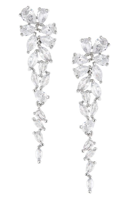 Shashi Estelle Crystal Drop Earrings in Silver