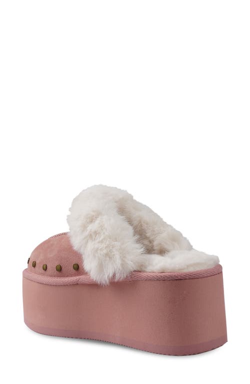 Candies Candie's Sutton Faux Fur Platform Clog In Pink Suede