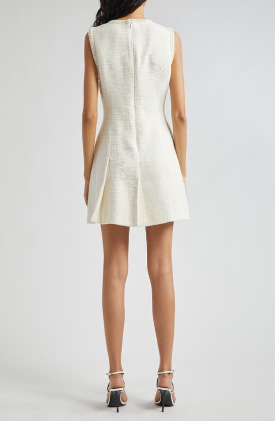 Shop Cinq À Sept Nova Imitation Pearl Trim Tweed Minidress In Ivory