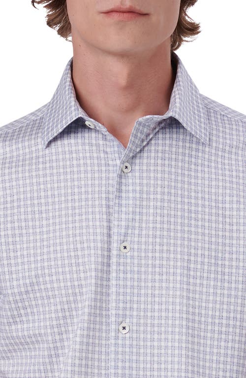 Shop Bugatchi Miles Ooohcotton® Check Short Sleeve Button-up Shirt In White