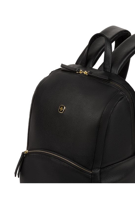 Shop Swissgear 9901 Faux Leather Laptop Backpack In Black