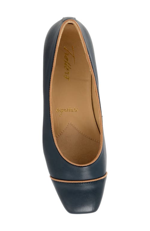 Trotters Harbor Cap Toe Flat In Navy Tan