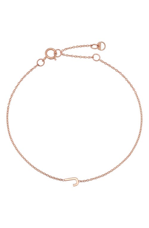 BYCHARI Initial Pendant Bracelet in 14K Rose Gold-J at Nordstrom