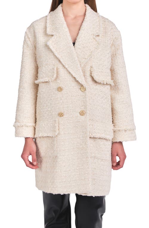 Endless Rose Women's Tweed Fringe Double Breast Coat In Cream