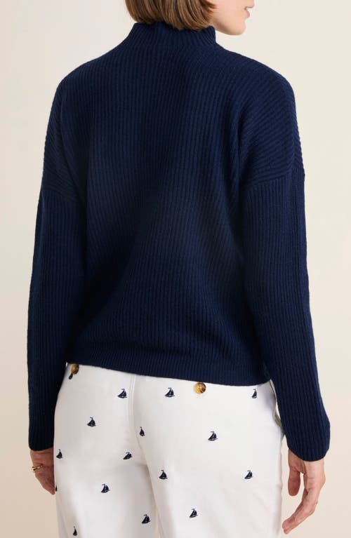 Shop Vineyard Vines Mock Neck Cashmere Rib Sweater In Nautical Navy