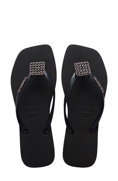 Havaianas Slim Crystal Charm Flip Flop In Black