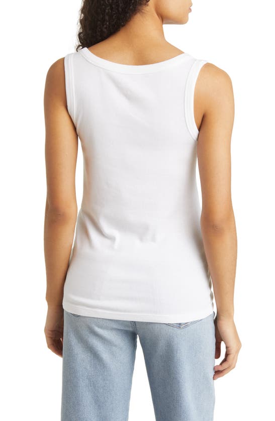 Caslon V-neck Organic Cotton Blend Tank Top In White