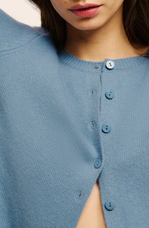 Reformation Clara Cashmere Crew Cardigan In Bluebell