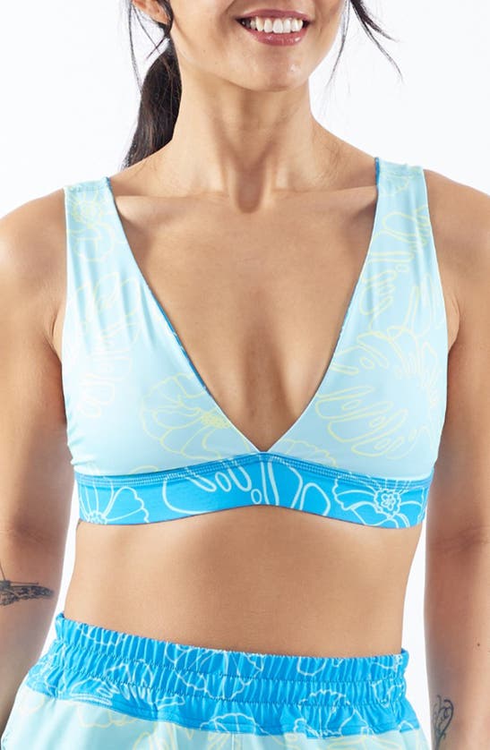 Tomboyx Reversible Plunge Bikini Top In Keep Palm