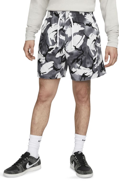 Shop Nike Camouflage Flow Shorts In Cool Grey/white