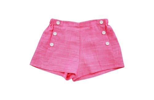 Shop Busy Bees Sailor Button Shorts In Pink Chambray