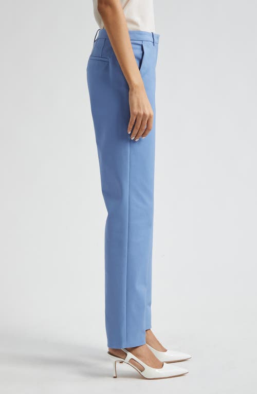 Shop Emporio Armani Cotton Couture Straight Leg Pants In Solid Light Blue