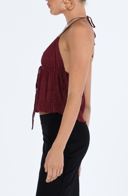 Shop Princess Polly Chantria Split Tie Front Halter Top In Burgundy