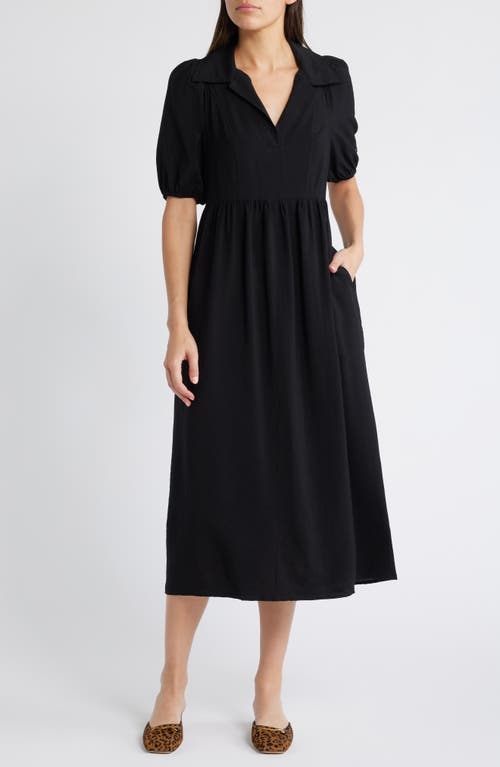 Nobody's Child Hebe Puff Sleeve Shirtdress in Black 