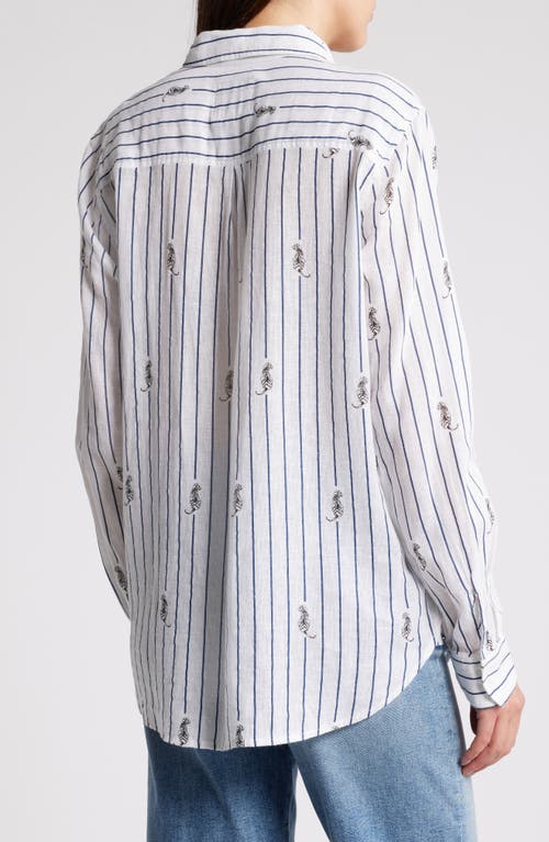 Shop Rails Charli Stripe Linen Blend Button-up Shirt In Navy Striped Tigers