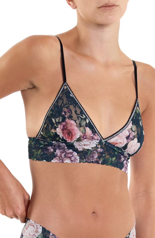 Hanky Panky Printed Signature Lace Padded Triangle Bralette In Romantique Black