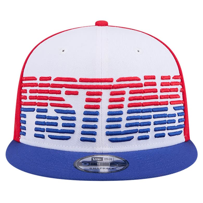 Shop New Era White/blue Detroit Pistons Throwback Gradient Tech Font 9fifty Snapback Hat