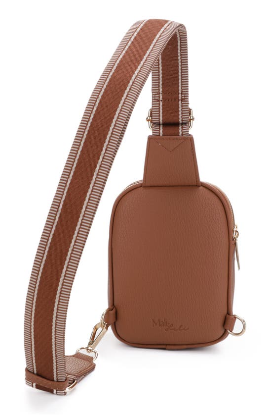 Shop Mali + Lili Claire Vegan Leather Sling Bag In Cognac