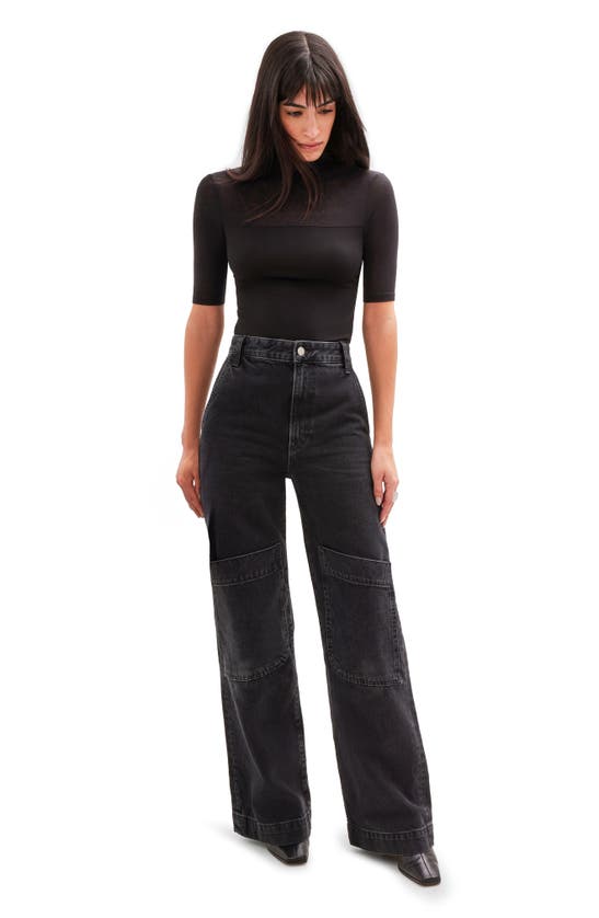 Marcella Niko Jersey Turtleneck Top In Black