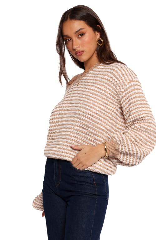 Petal And Pup Petal & Pup Becca Stripe One-shoulder Sweater In Neutral