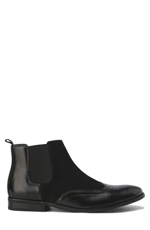 Gino Vitale Wingtip Brogue Two-tone Chelsea Boot In Black