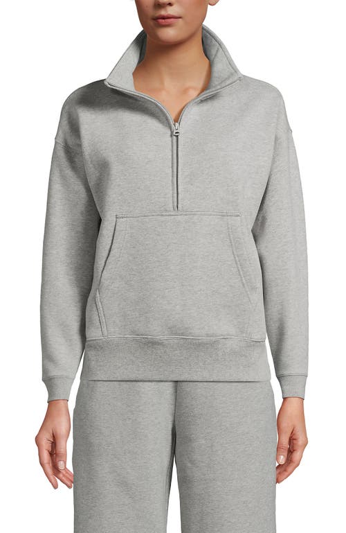 Shop Lands' End Serious Sweats Relaxed Long Sleeve Half Zip Sweatshirt In Gray Heather