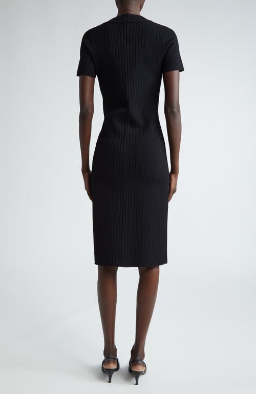 St John St. John Collection Rib Short Sleeve Sweater Dress In Black