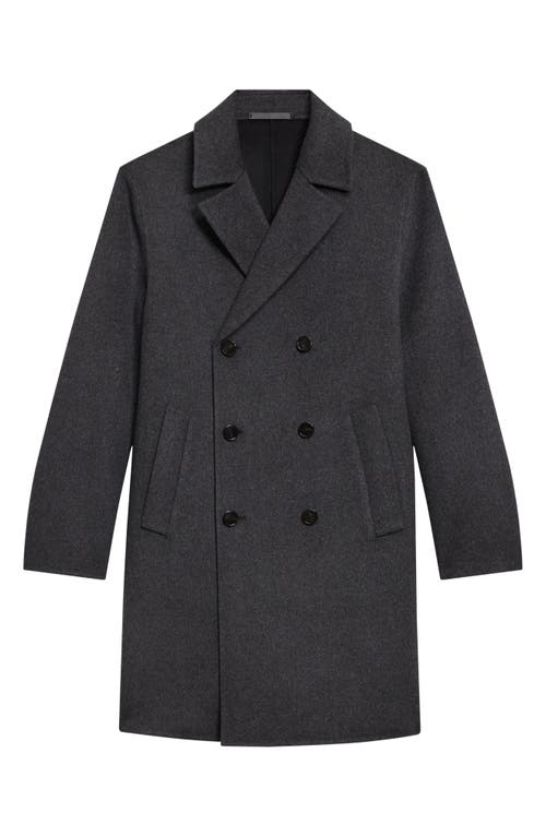 Shop Theory Double Breasted Wool & Cashmere Coat In Dark Charcoal