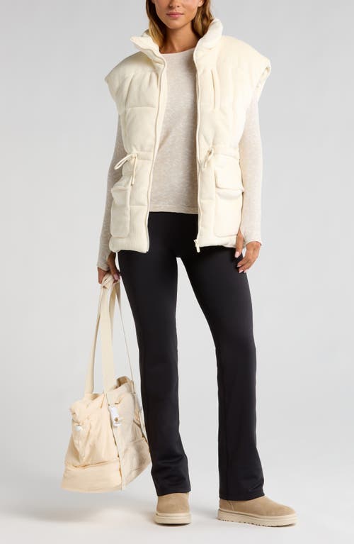Zella Corduroy Puffer Vest In Ivory Egret