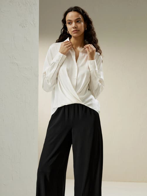 Shop Lilysilk Hem Pleated Silk Blouse In White