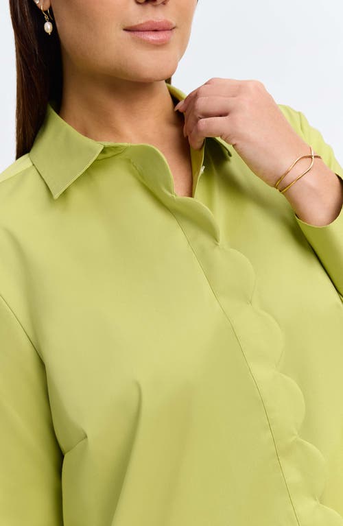 Shop Foxcroft Layla Sateen Button-up Shirt In Green