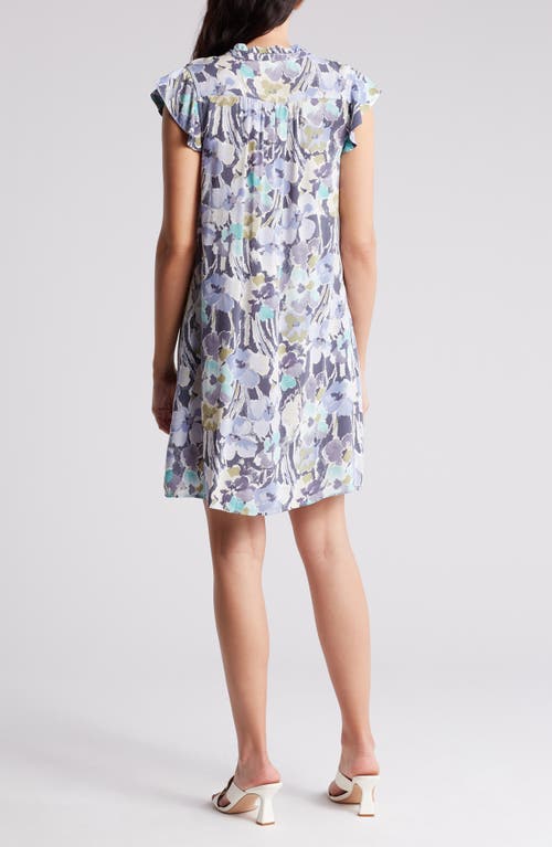 Shop Lovestitch Floral Cap Sleeve Shirtdress In Dusty Lilac/dusty Teal