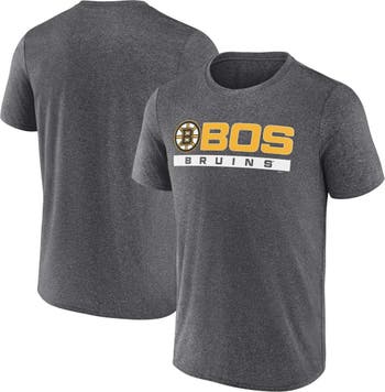 Men's Fanatics Branded Heather Charcoal Boston Bruins Stacked Long Sleeve Hoodie T-Shirt Size: Medium