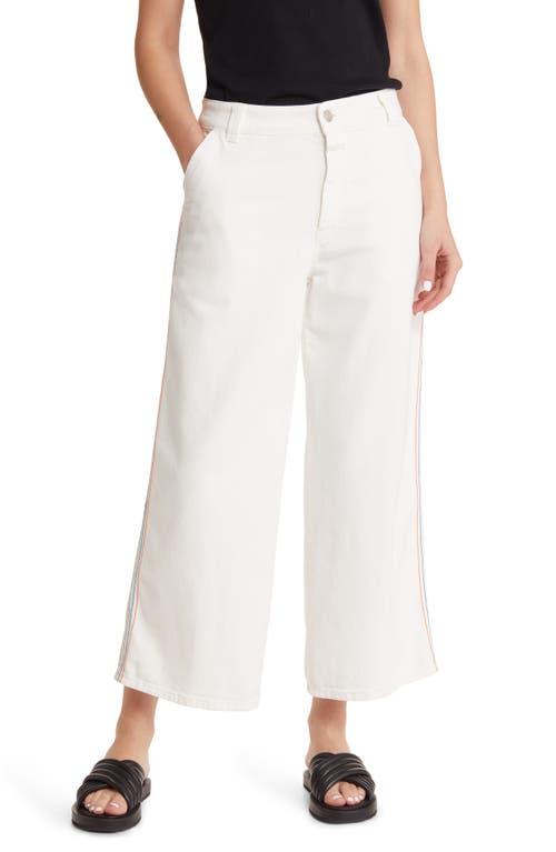 Closed Melfort Side Stripe High Waist Crop Wide Leg Jeans in White