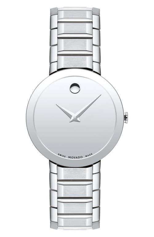 Movado Sapphire Bracelet Watch, 28mm in Silver Mirror at Nordstrom