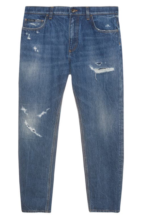 Dolce & Gabbana Distressed Denim Five Pocket Jeans In S9001 Variante Abbinata
