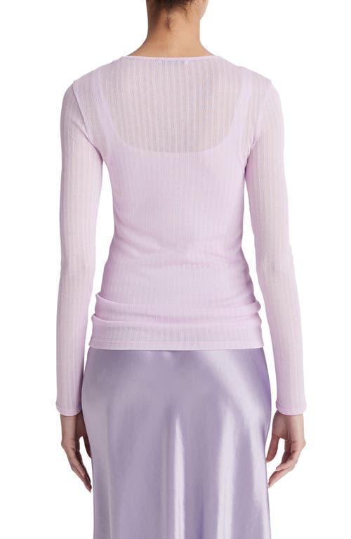 Shop Vince Semisheer Rib Long Sleeve Top In Dark Peony