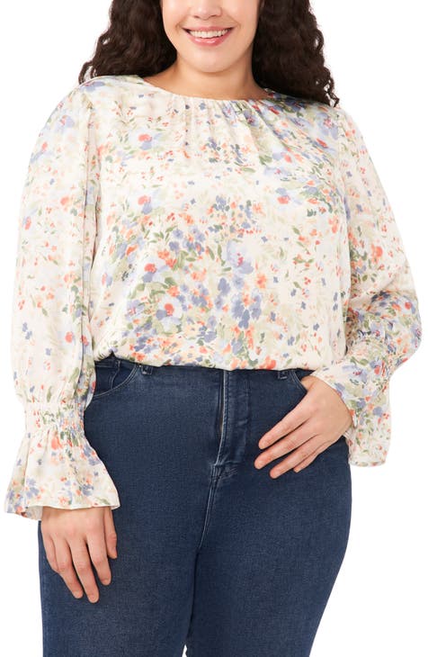 LUCKY BRAND PLUS SIZE 3X BLUE FLORAL TOP SPRING SUMMER BLOUSE GUC