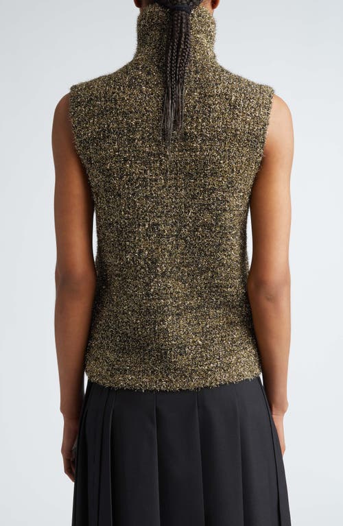 Shop Rohe Róhe Metallic Sleeveless Turtleneck Sweater In Gold