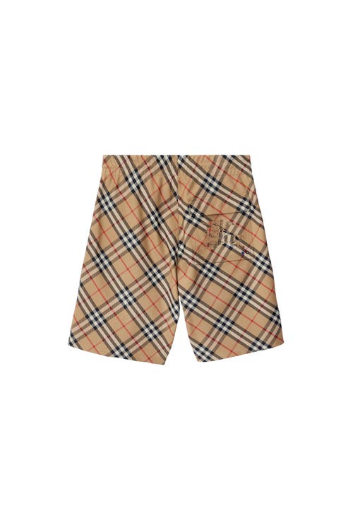 Burberry Men Check Print Bermuda Swimsuit In Brown