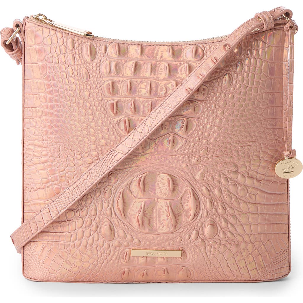 Brahmin Katie Croc Embossed Leather Crossbody Bag in Rose Gold