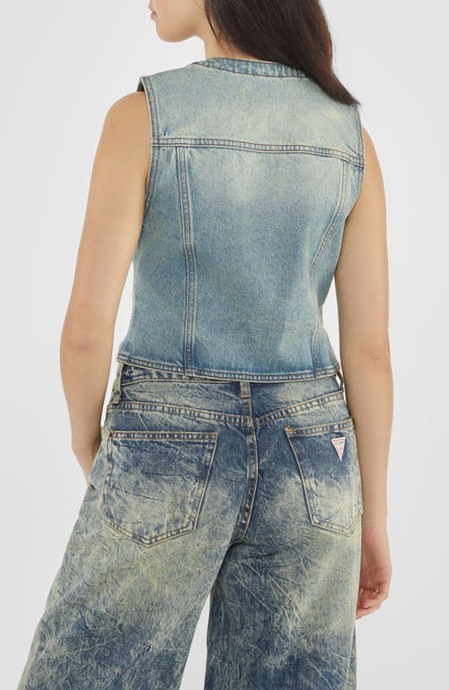 Guess Go Denim Vest In Go Ss Spray Tinted Medium Wash