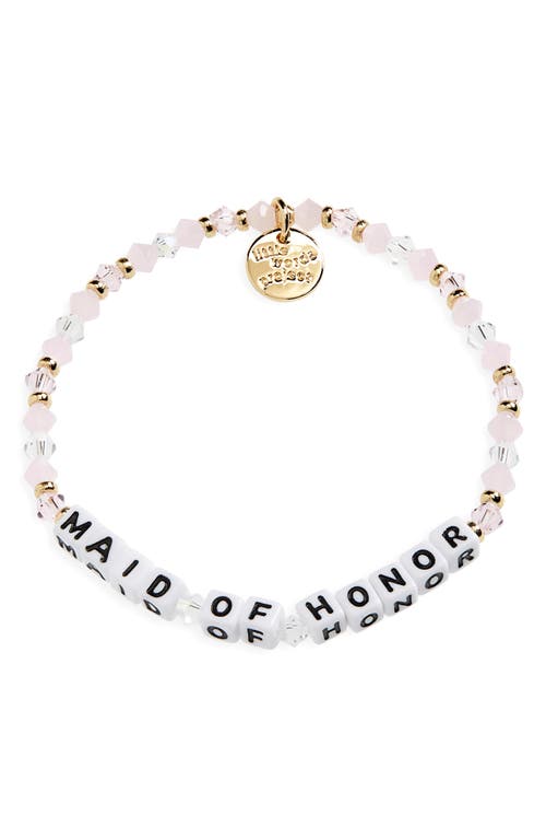 Little Words Project Maid of Honor Beaded Stretch Bracelet in Blush White