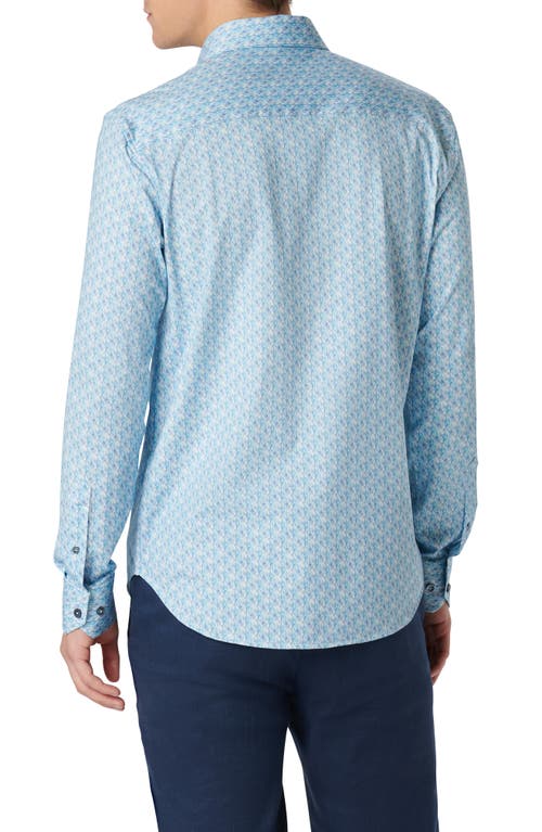 Shop Bugatchi James Ooohcotton® Abstract Print Button-up Shirt In Aqua